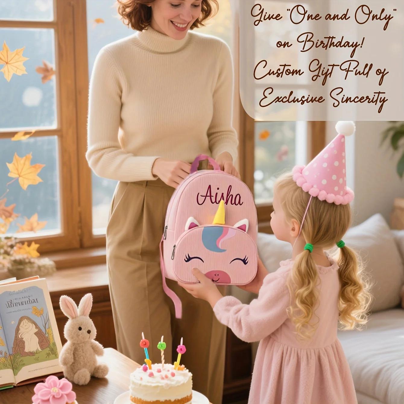 Sac à dos licorne personnalisé enfants - Cadeau Noël maternelle dessin animé brodé mignon