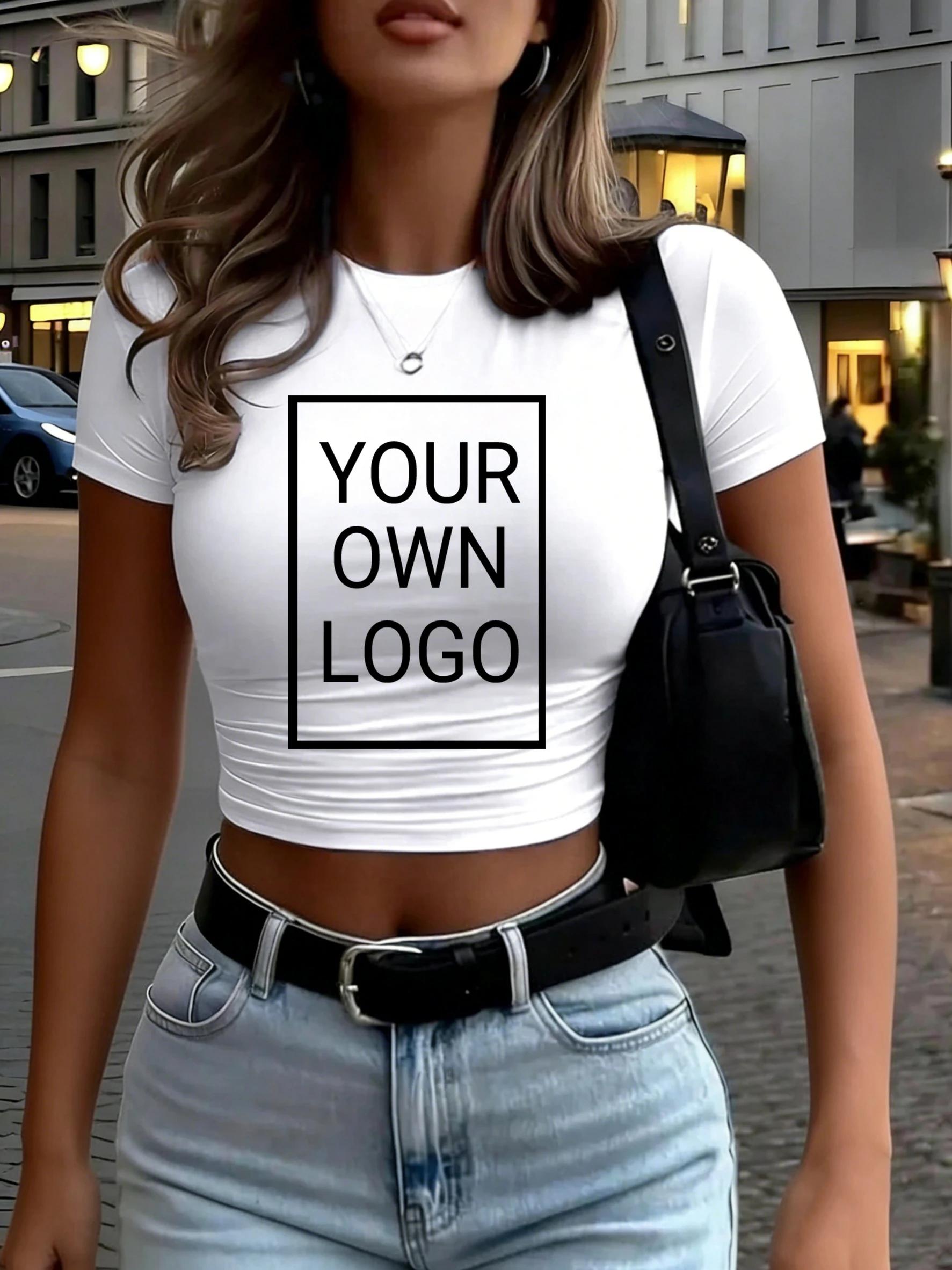 Personnalisé le Logo photo femmes culture T-Shirt Y2K mince été manches courtes confortable bricolag