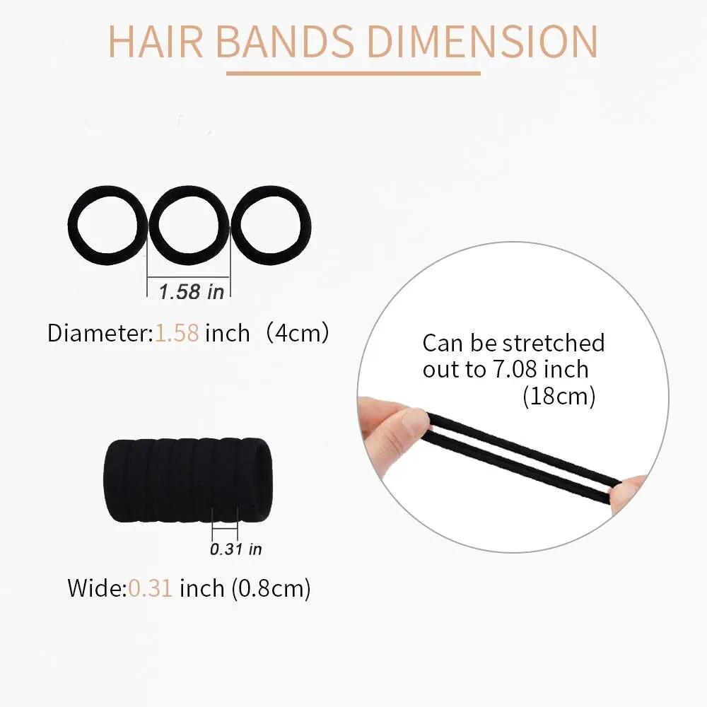 50 pièces femmes filles bandes de cheveux élastiques 4cm attaches de cheveux bandes de caoutchouc en