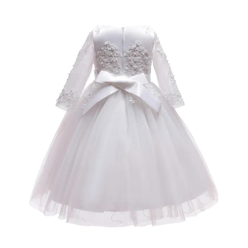 Robe de princesse en tulle à manches longues pour filles, robe de demoiselle d'honneur pour adolesce