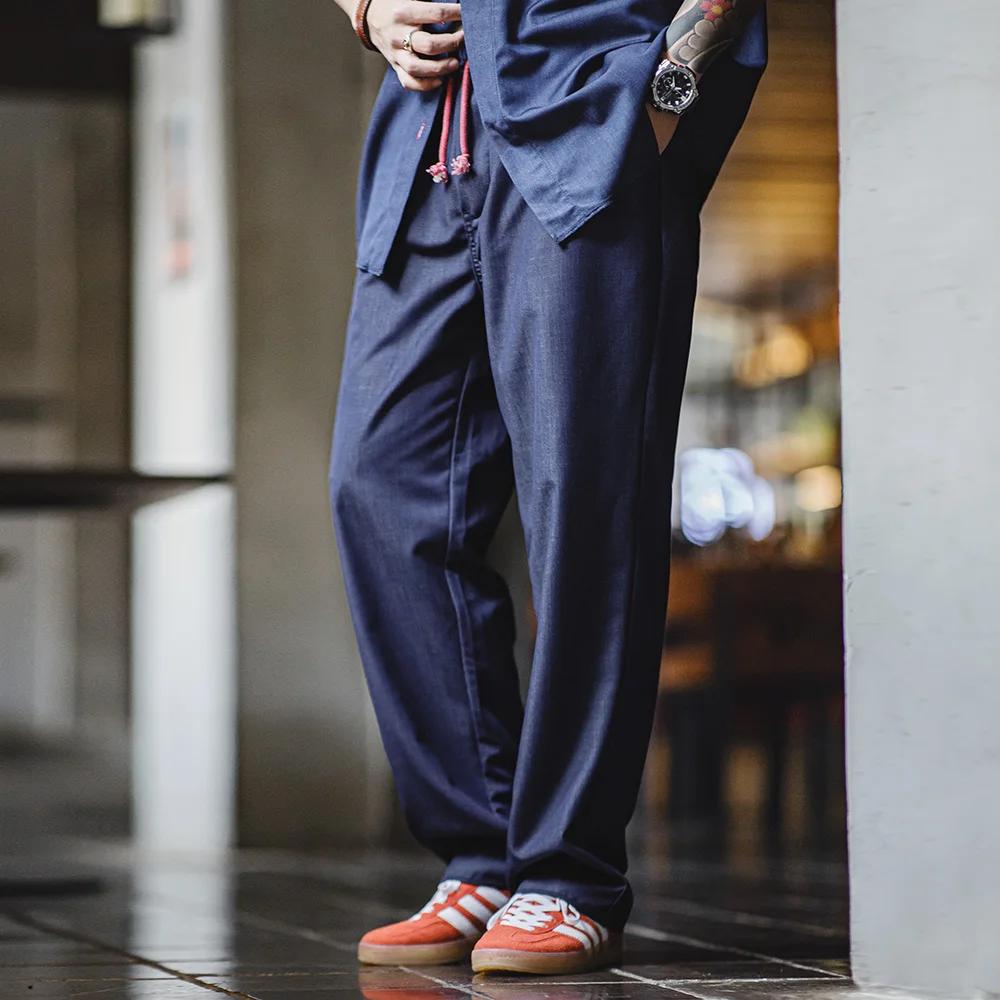 Maden-Pantalon en Denim Vintage pour Homme, Vêtement Droit, Décontracté, Taille Moyenne, Respirant, 