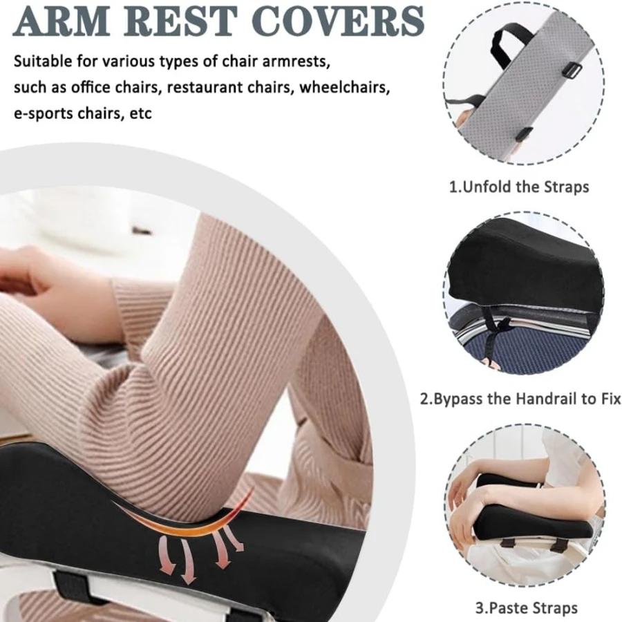 Un ensemble de coussins d'accoudoir de chaise de bureau et coudières en mousse à mémoire de forme, c