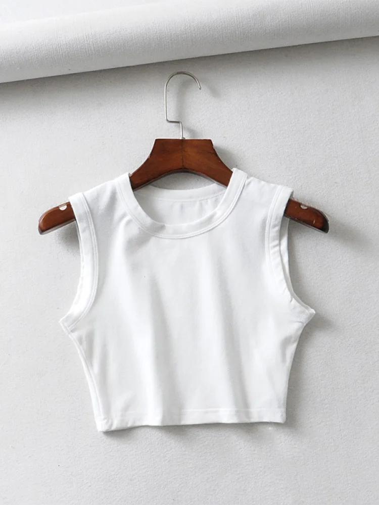 Top court sans manches pour femmes, vintage, blanc, motard, noir, punk, sexy, débardeur, coréen, str