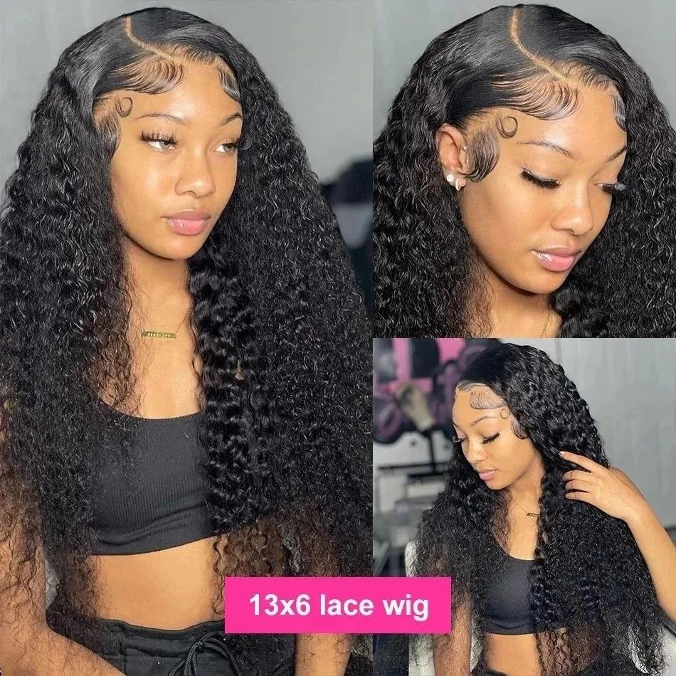 Perruque en cheveux humains bouclés Water Wave 13x4 13x6, perruque Lace Front de 40 pouces, perruque