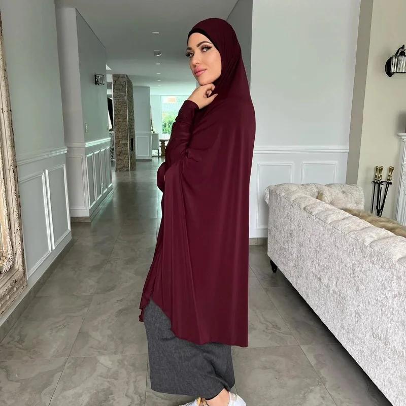 Abayas musulmanes à manches pour femmes, châle Long, couverture complète, couleur unie, vêtements de
