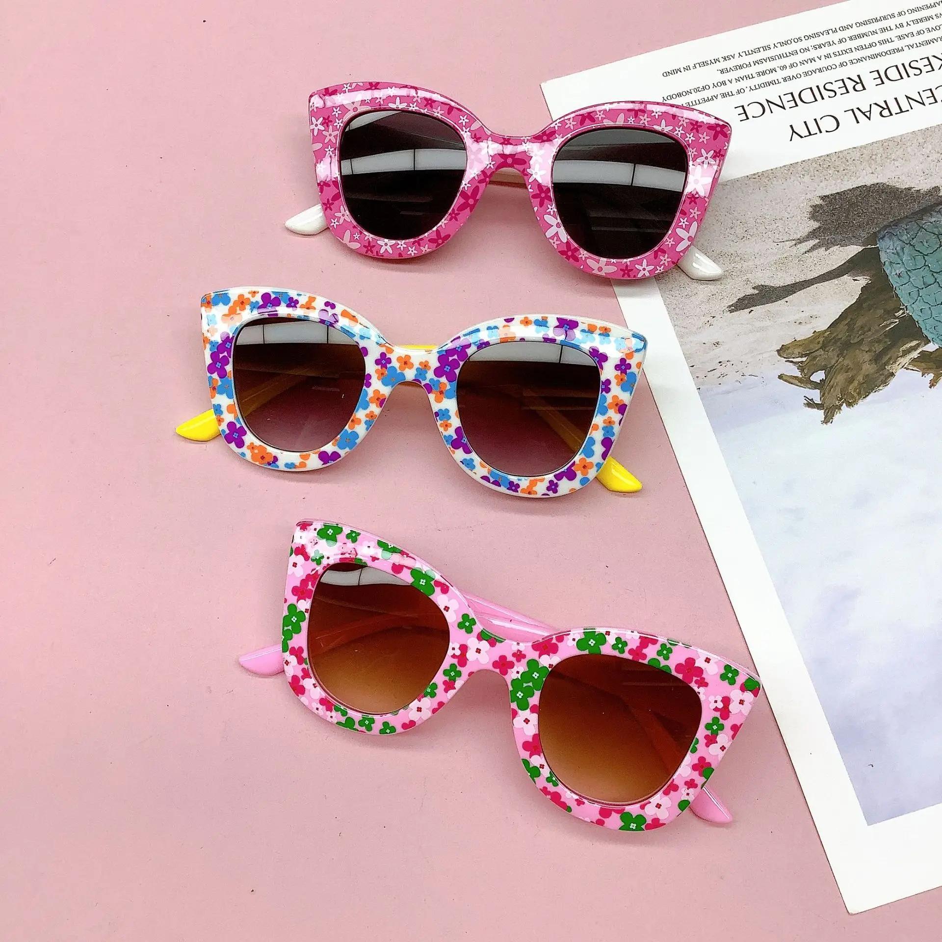 Nouveau sac de voyage à la mode, lunettes de soleil à fleurs pour enfants, Anti UV, lunettes de Prot