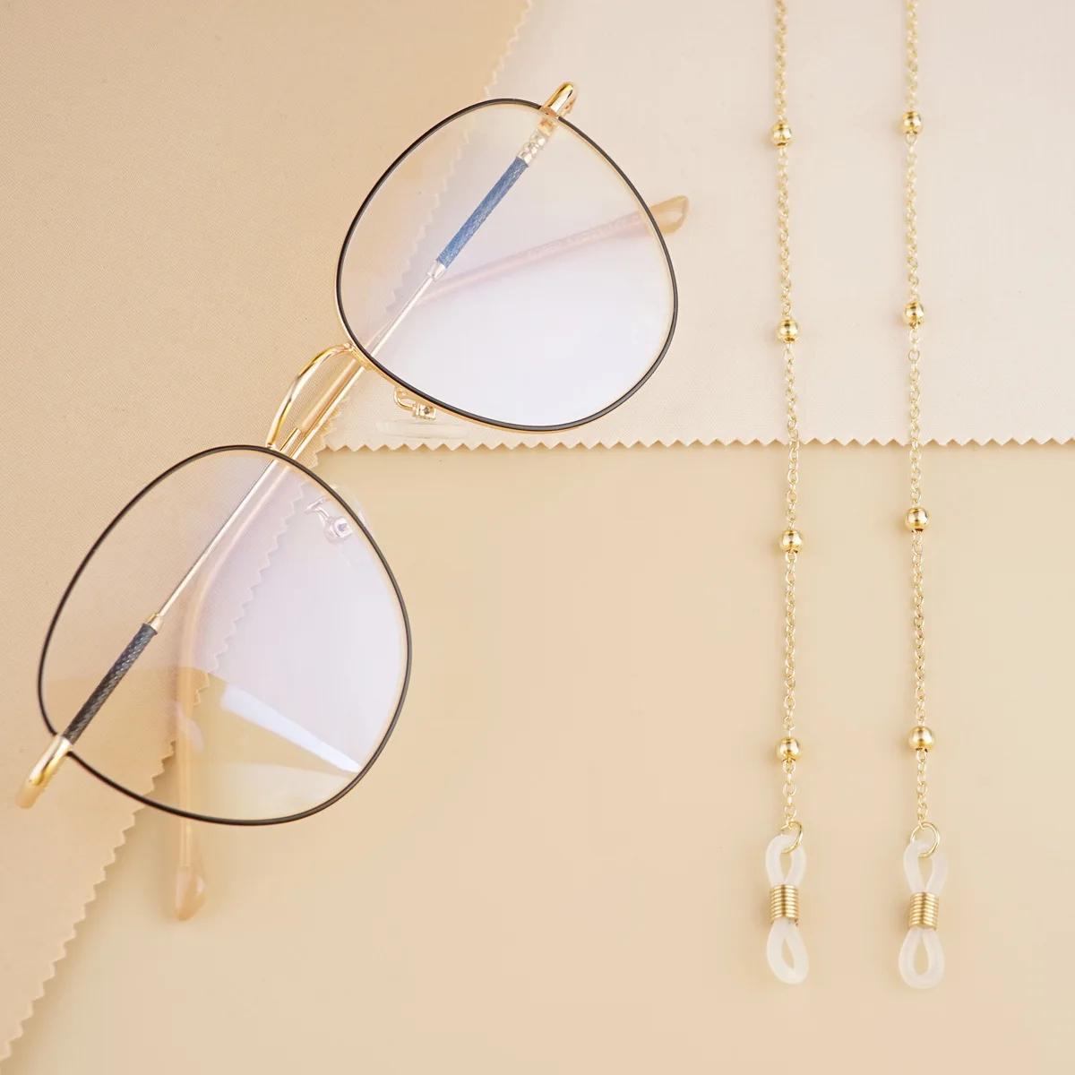 Mode métal hommes femmes chaînes de lunettes lunettes de soleil lecture lunettes perlées chaîne lune