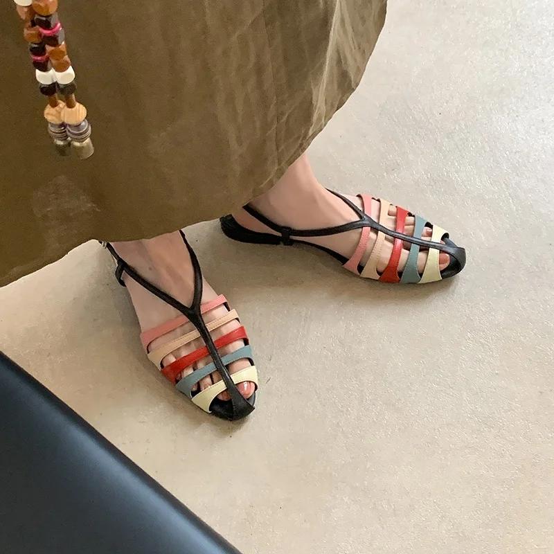 MORAZORA – sandales en cuir véritable pour femmes, grande taille 34-41, sandales plates de couleurs 