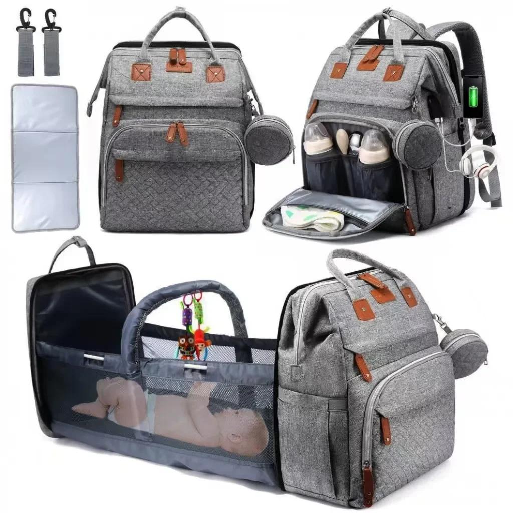 Sac à dos multifonctionnel pour couches de lit, sac à langer pour bébé fille et garçon, grande capac