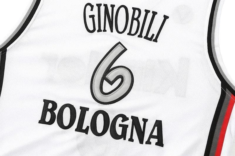 Italie 6 Manu GinobExisting Bologna Kinder Bologna Vitus National homme maillot de basket-ball taill