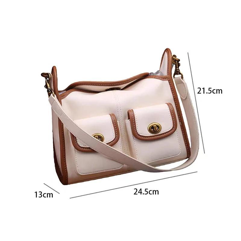 Sac à bandoulière Hobo de marque à double poche, sac sous le bras en cuir huilé haut de gamme pour f