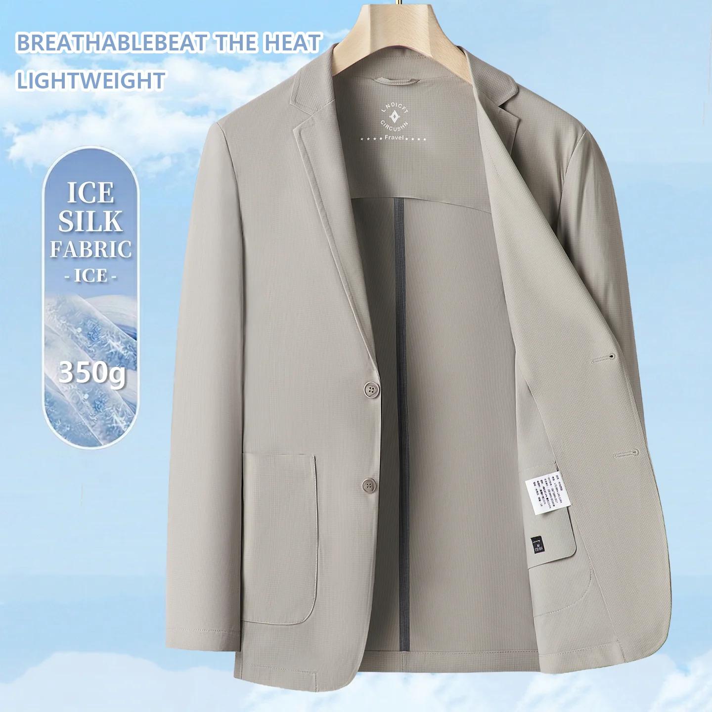 Blazer Casual Homme Minimaliste Soie de Glace Nylon Élasthanne Sans Couture Protection Solaire Été R