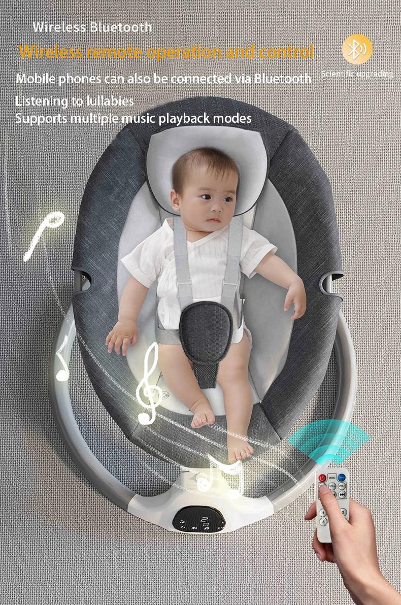 Berceau électrique pour bébé, chaise à bascule musicale Bluetooth, moustiquaire, télécommande pour n