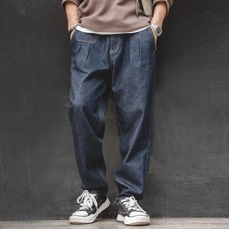 Maden rétro Denim lavage Baggy hommes Jean jambe large pantalon conique mode décontracté Streetwear 
