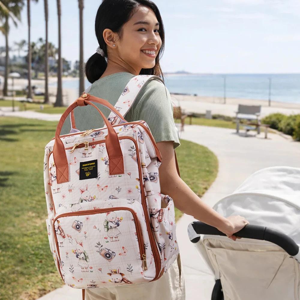 Sac à dos pour couches Sunveno de grande capacité – Sac de maternité élégant avec poches multifoncti