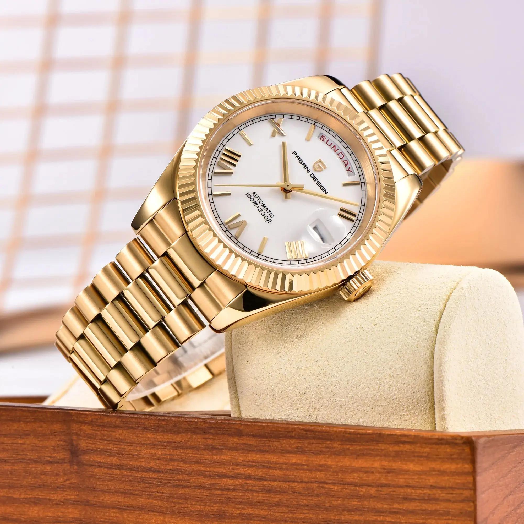 Montres pour hommes PAGANI DESIGN DD40 Or Blanc Luxe Automatique TMI NH36A Date Jour Mécanique Nouve