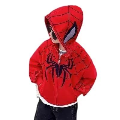 Spiderman veste printemps enfants garçons sweat à capuche dessin animé manteaux à glissière automne 