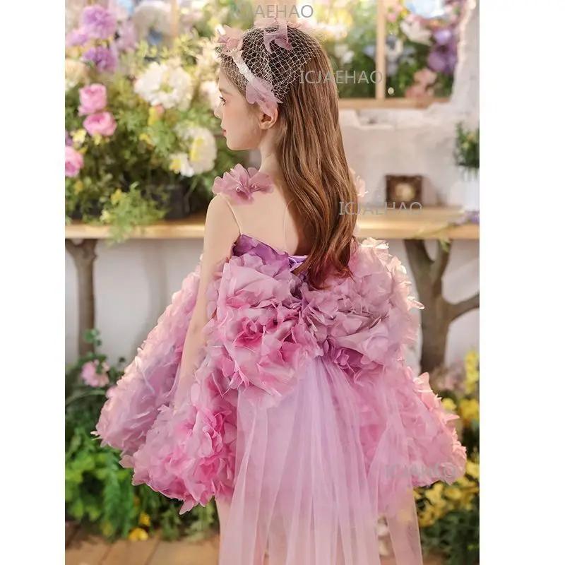 Nouvelle Robe de Cérémonie pour Filles, Robe de Princesse à Fleurs pour Anniversaire, Tenue de Fête 