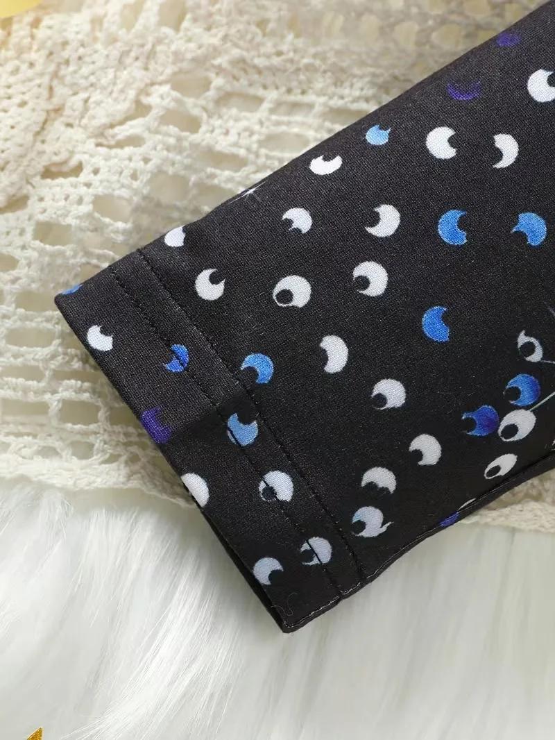 Ensemble 3 pièces filles veste paillettes noire haut court jupe blanche imprimé chaîne dorée enfants