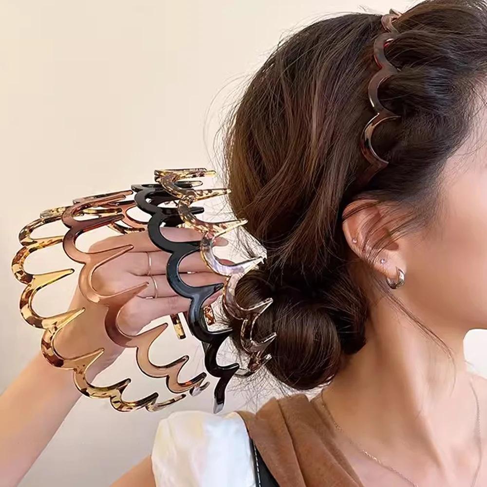 Peigne à cheveux coréen pour femmes, bandeau antidérapant en plastique en forme de U, cerceaux pour 