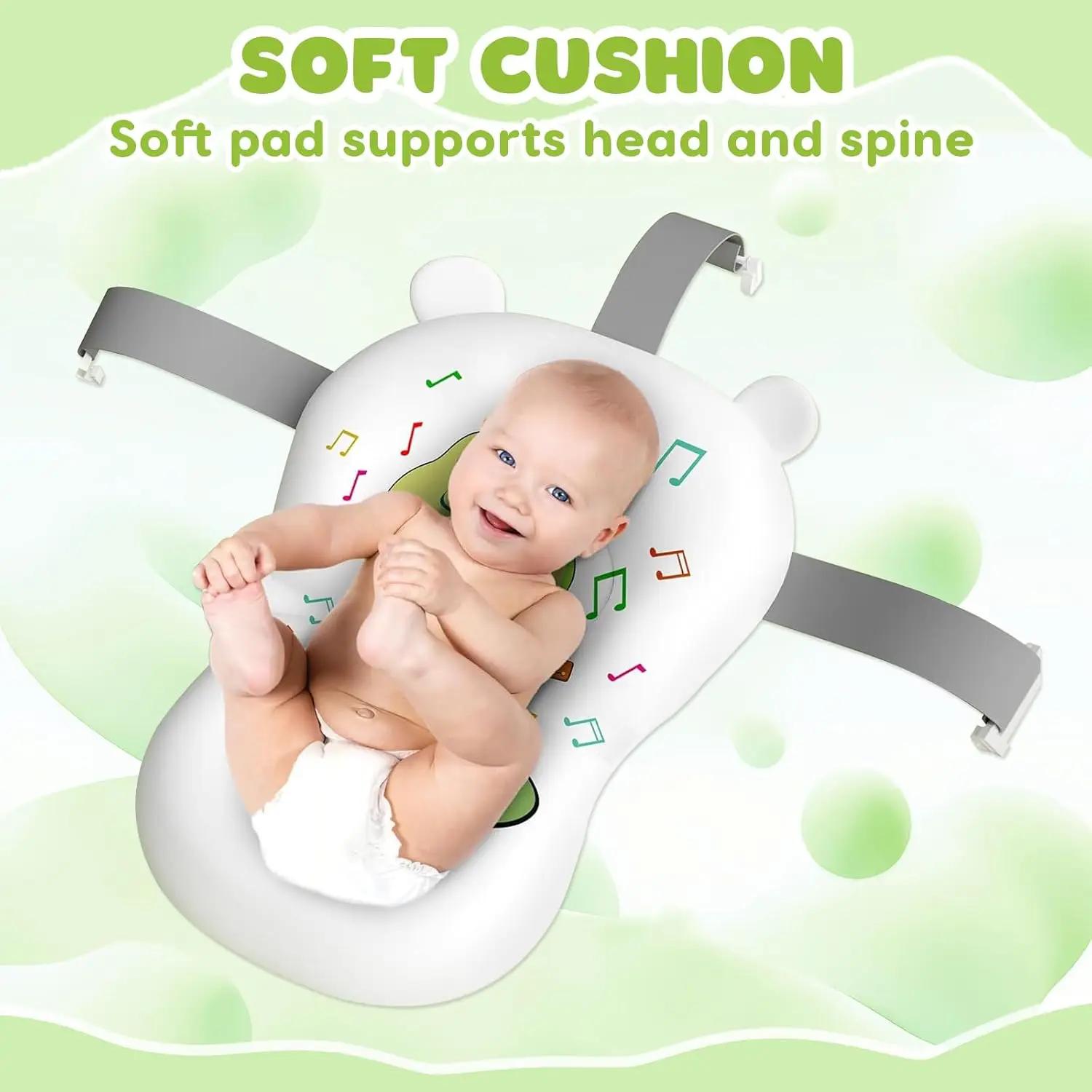 Baignoire pliable pour bébé de 0 à 36 mois, avec coussin de bain, avec thermomètre, bonnet de douche