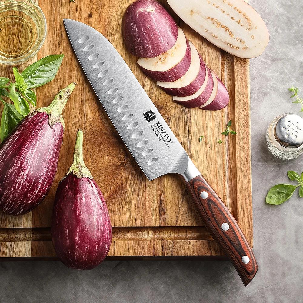 XINZUO couteau Santoku en acier inoxydable de haute qualité, 7.2 pouces, Din 1.4116, couteaux de cui