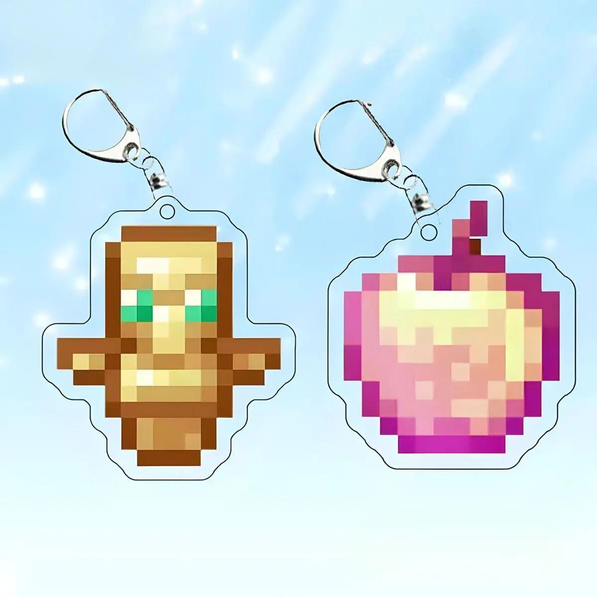 Porte-clés Totem d'épée en diamant indiqué, oeil de pomme dorée enchantée, modèle de pioche, jouets 
