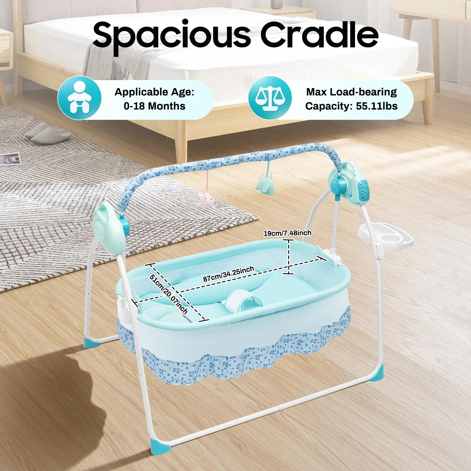 Balançoire électrique pour bébé, avec 12 chansons, Bluetooth, USB, 5 vitesses de balançoire, pour no