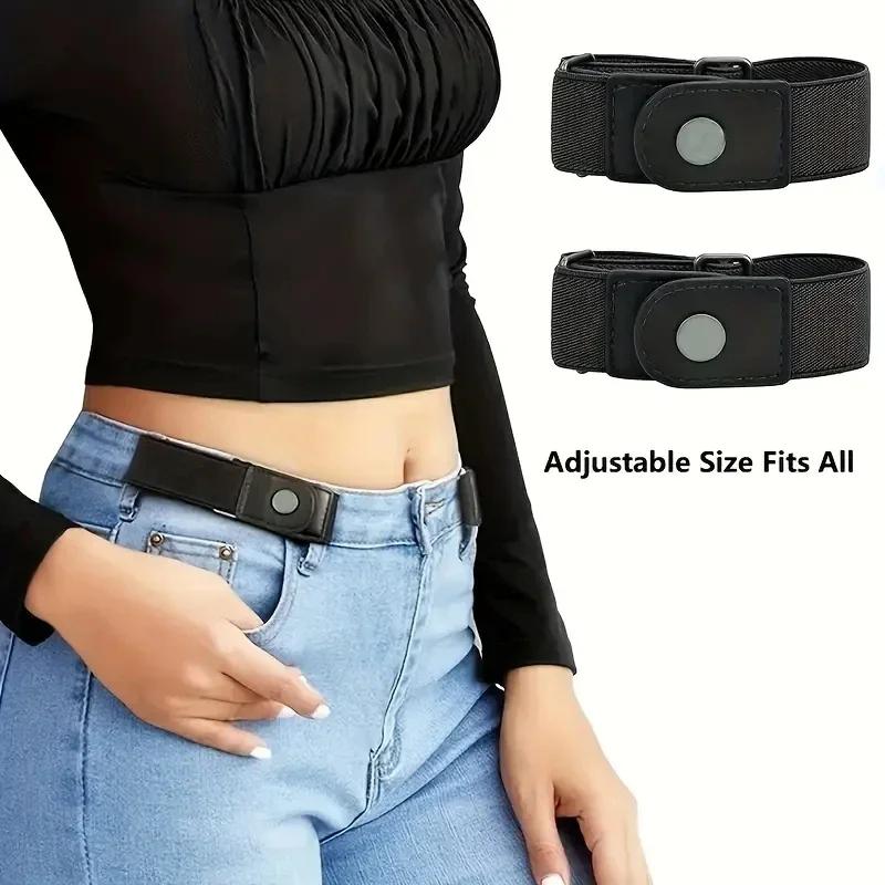 2 pièces/ensemble sans boucle ceinture élastique pour femmes hommes unisexe ceinture extensible pour
