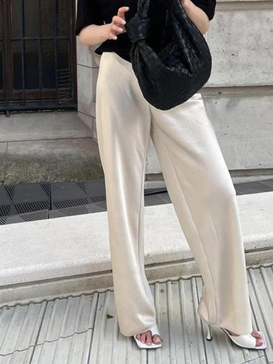 Robe en Satin Chic à Jambes Larges pour Femme, Pantalon de Travail, Taille artificiel astique, Ajust