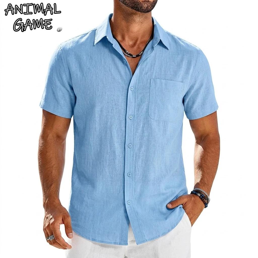 Chemises d'été à manches courtes pour hommes, t-shirts de luxe unis respirants et élégants, chemises