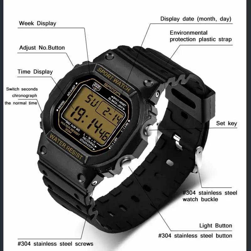 SANDA G Style LED montre numérique unisexe antichoc étanche montres de sport garçon fille chronomètr