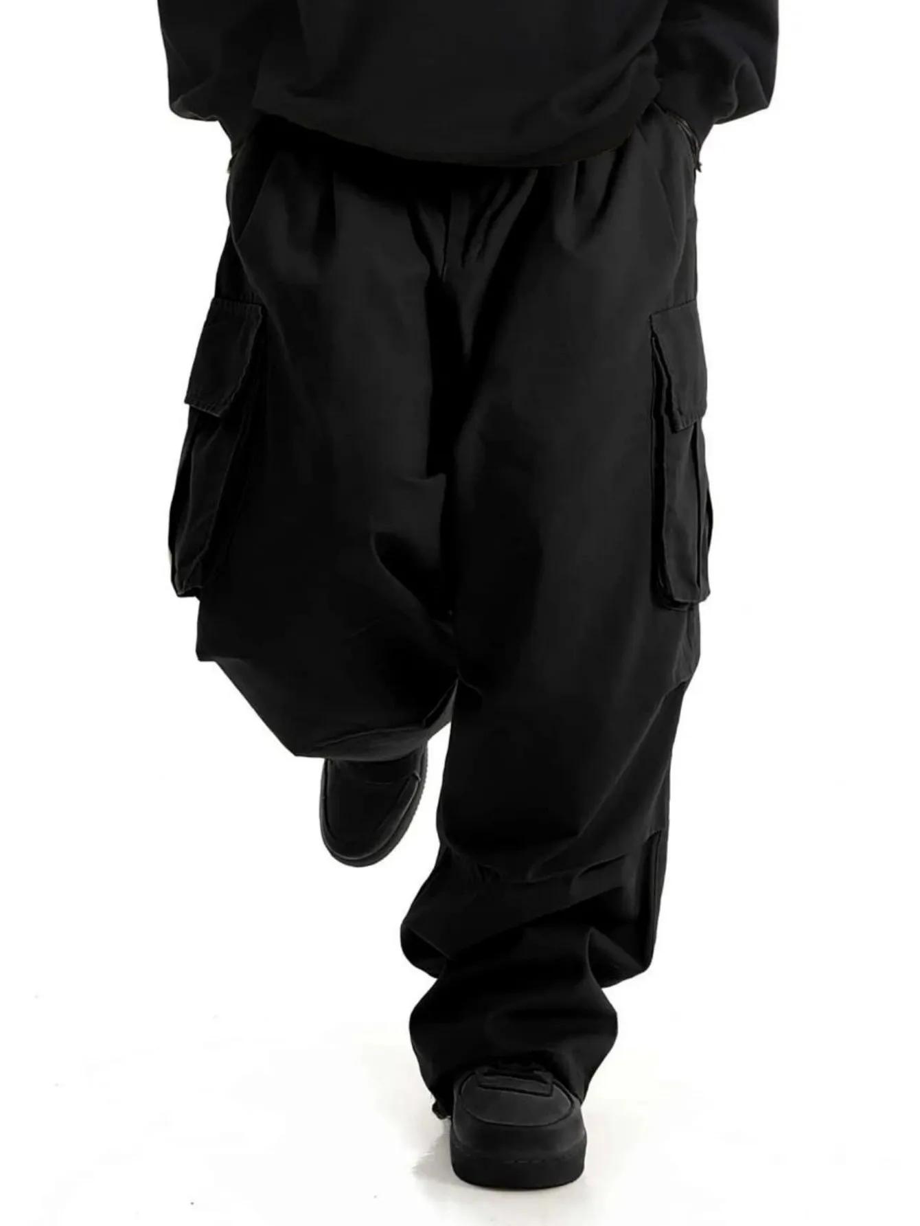 Pantalons de travail pour hommes grande taille, jambes larges, style streetwear, pantalons cargo ten