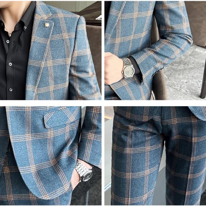 Costume nouveau style (blazer + gilet + pantalon) hommes mode style britannique affaires décontracté