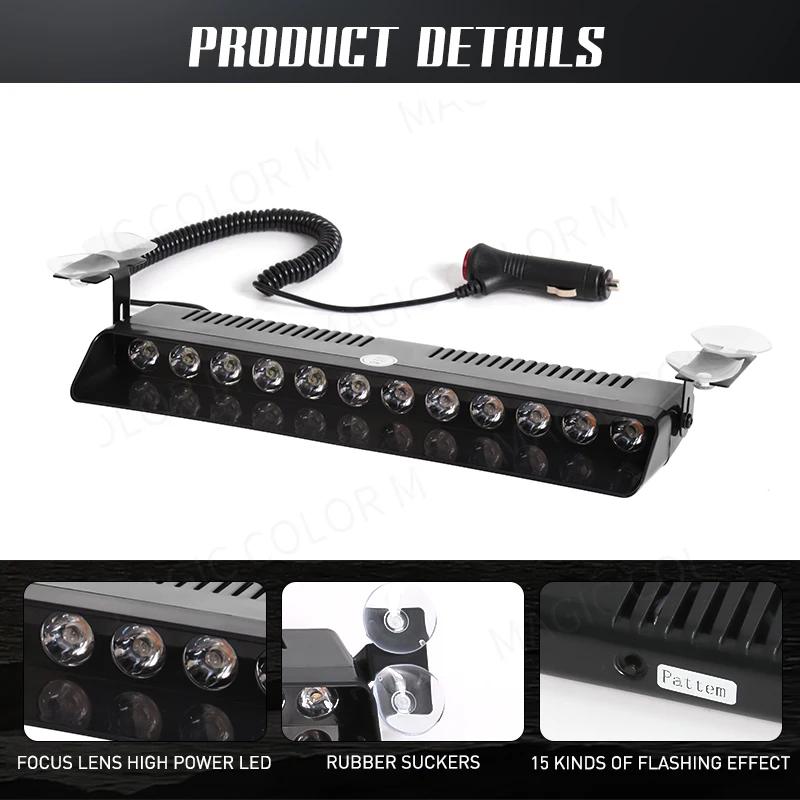 12 LED voiture lumière stroboscopique Flash Signal d'avertissement balise Police pompier d'urgence p