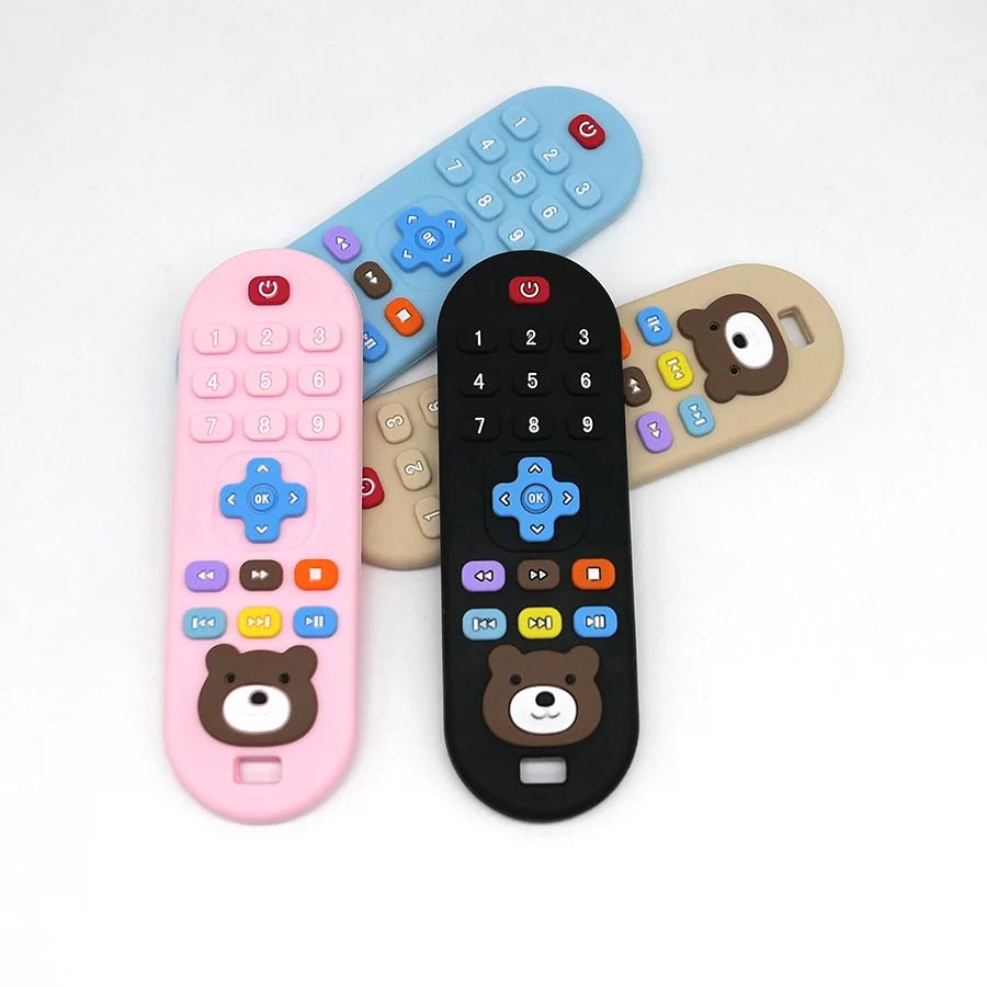 1/4 pièces enfants dentition télécommande silicone matériel bébé jouets de dentition simulation télé