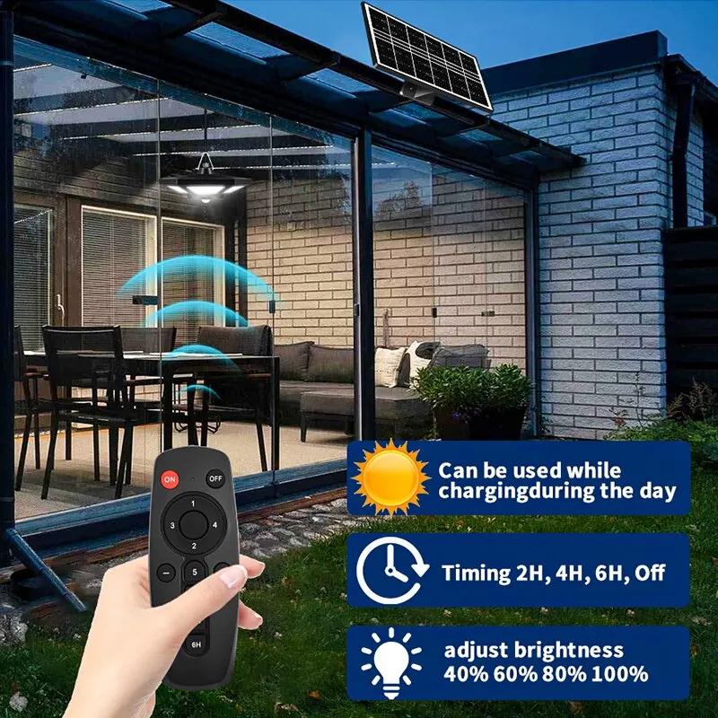 Lampe solaire suspendue avec télécommande, 180 LED, 1000lm, luminaire d'intérieur et d'extérieur, id