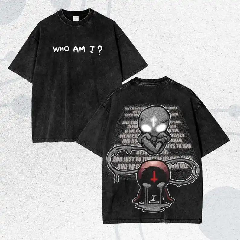T-shirt délavé The Binding of Isaac, jeu d'horreur indépendant, vêtements de personnalité, adaptés à