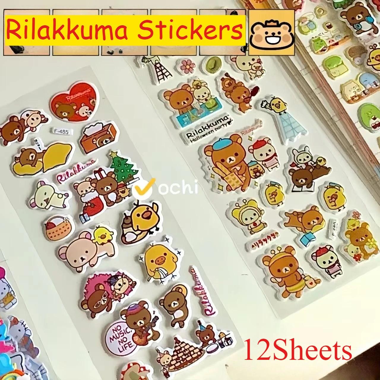 12 feuilles dessin animé Rilakkuma bulle autocollants Kawaii Anime tridimensionnel 3D gonflé en vrac