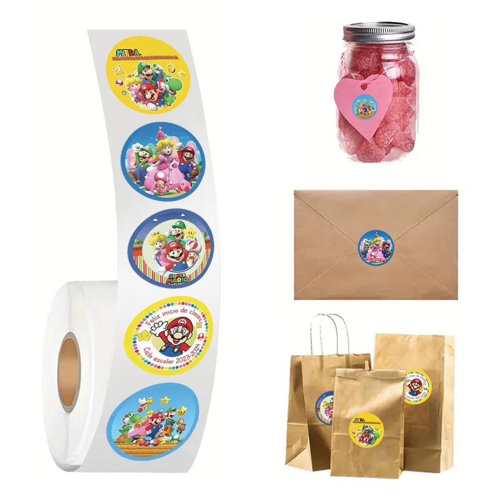500 pièces Super Mario Bros rouleau autocollants Anime dessin animé bricolage étiquette bagages Graf