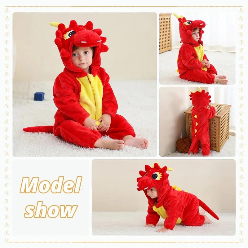 MICHLEY carnaval dinosaure bébé barboteuses hiver flanelle enfant en bas âge vêtements pour bébés à 