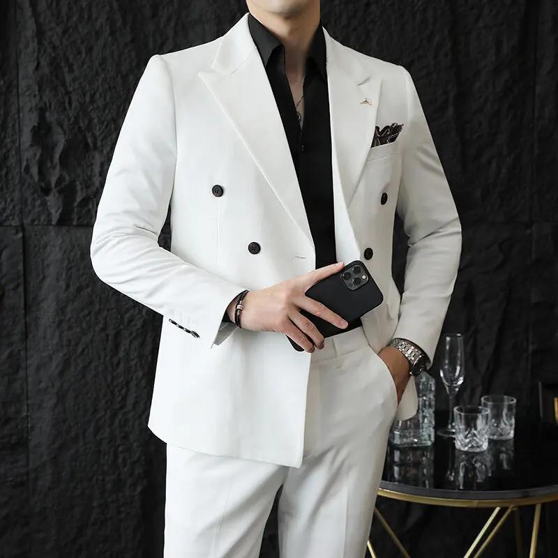 Ensemble 2 pièces pour homme, blazer + pantalon, tenue d'affaires décontractée, moulante, tenue de m