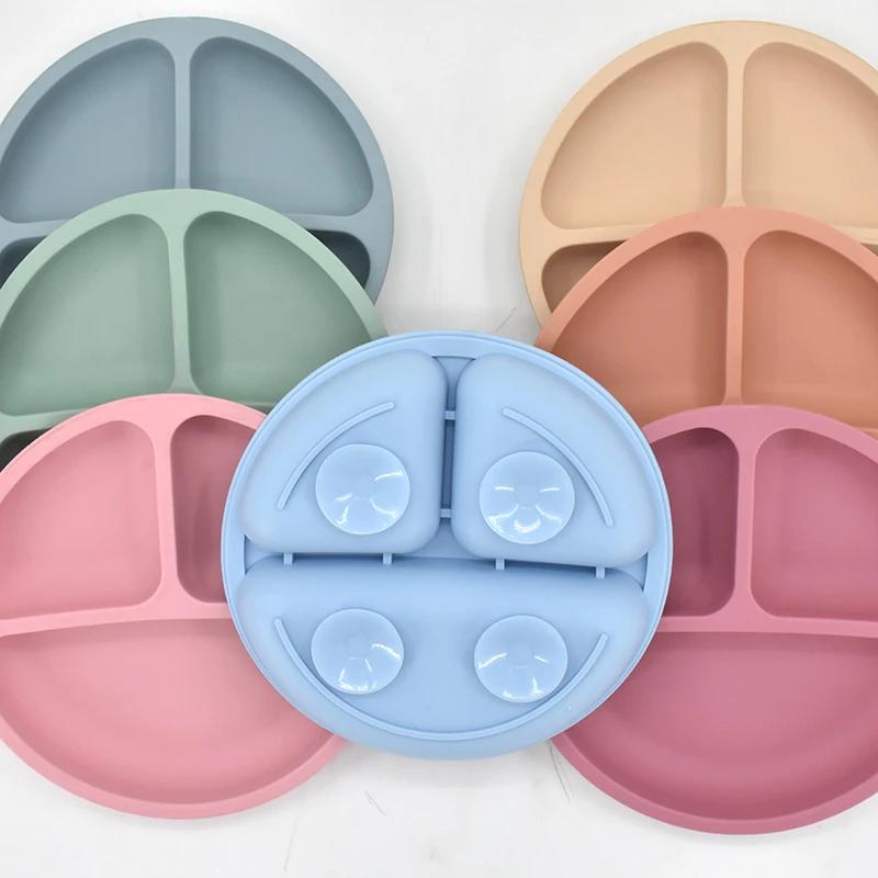 Vaisselle en Silicone souple pour bébé, plat d'alimentation pour enfant, assiette à ventouse, bol cu