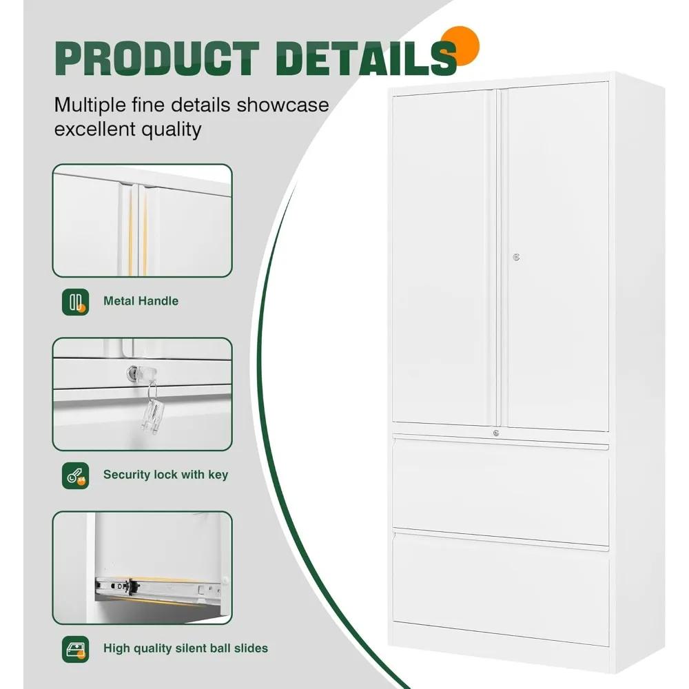Armoires de rangement en métal pour le bureau à domicile, classeur-2 tiroirs avec serrure et étagère