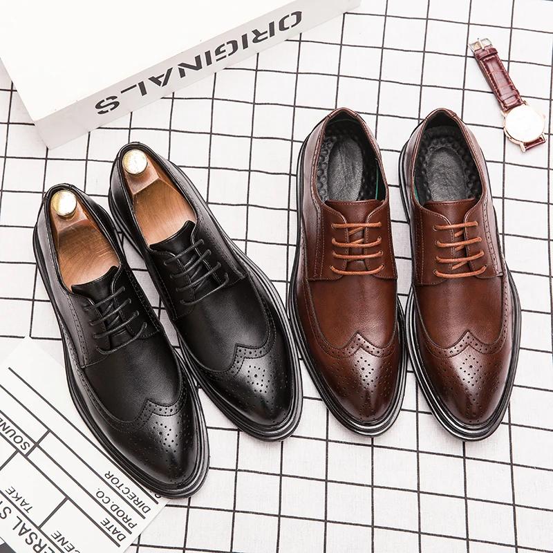 Chaussures en cuir formelles pour hommes, chaussures de bureau et de soirée, chaussures classiques b
