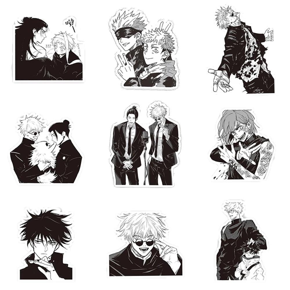 10/30/65 pièces noir blanc Jujutsu Kaisen Anime autocollants Cool Satoru Gojo dessin animé décalcoma