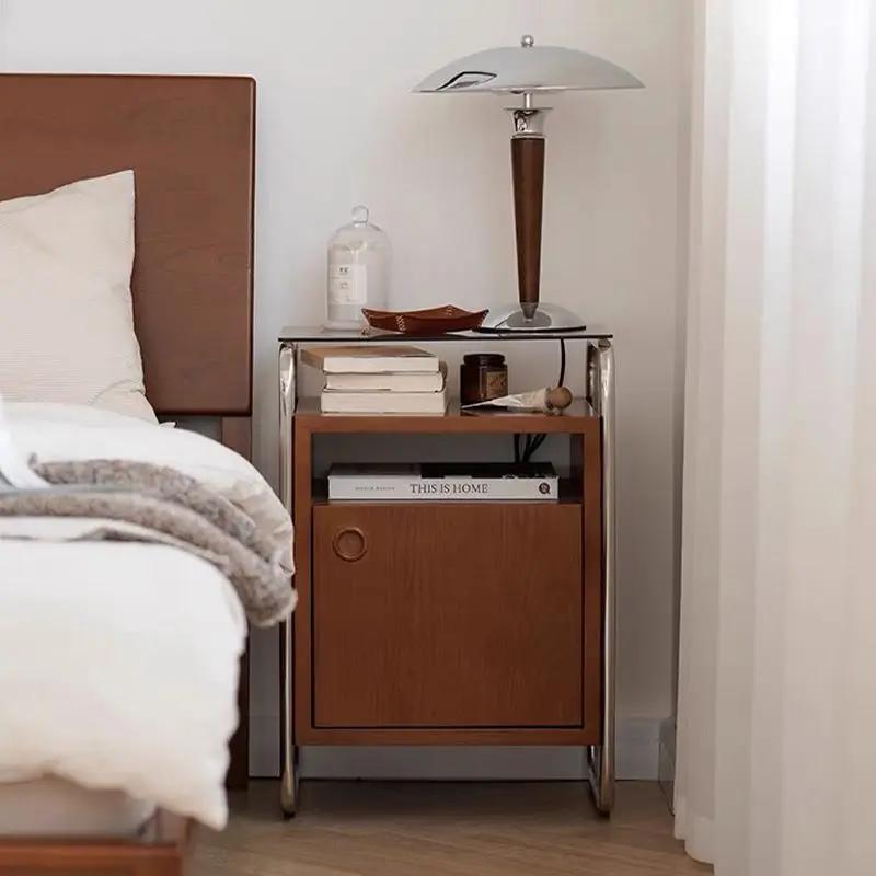 Table de chevet rétro en bois massif, casier moderne Simple pour chambre à coucher, petit appartemen