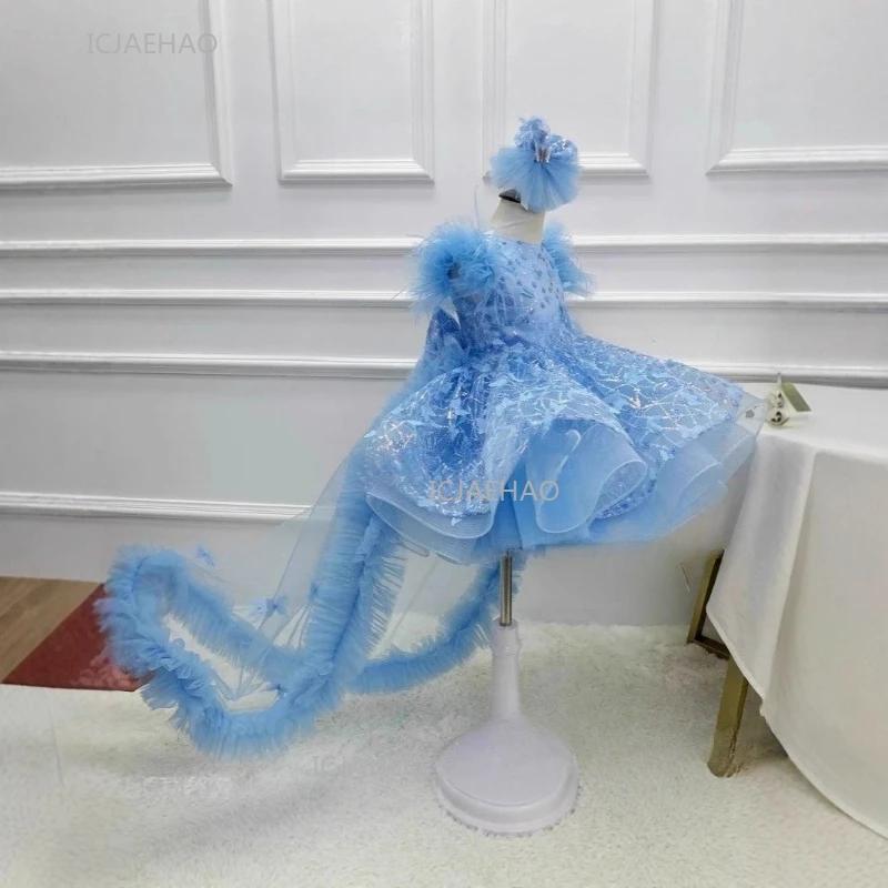 Robe de soirée pour filles, vêtements de princesse pour premier anniversaire, Costume en Tulle à pai