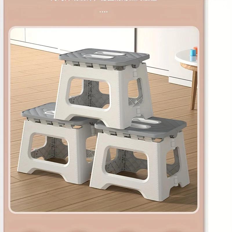 Tabouret pliant portable en plastique gris, 1 pièce, compact, polyvalent pour le camping, la pêche, 