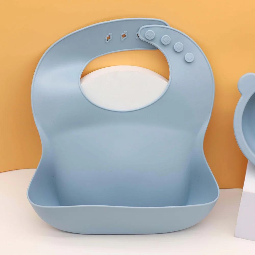 Ensemble de vaisselle en silicone pour bébé, bavoir, assiette à manger, bol avec ventouse, tasse d'e